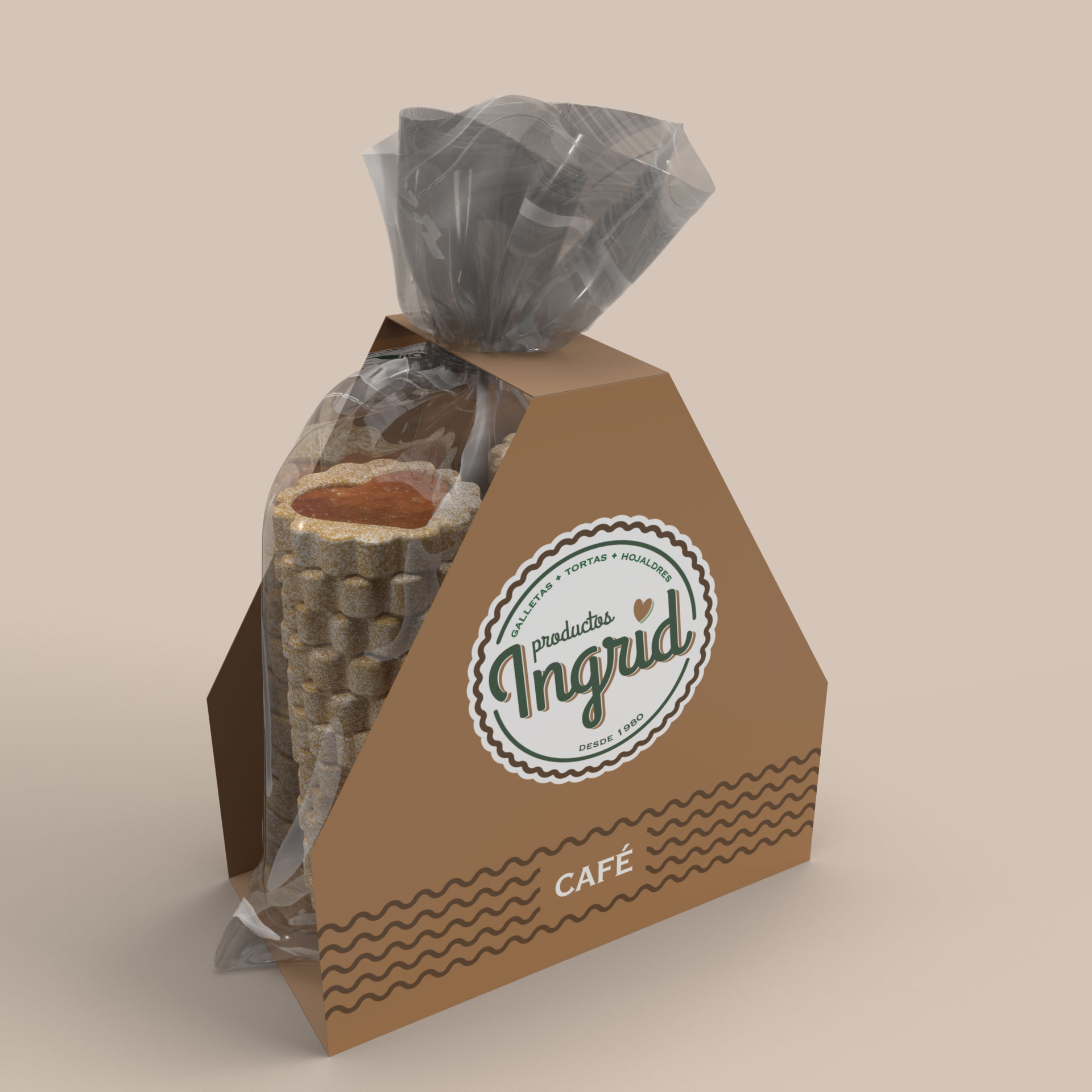 Bolsa galletas y plegadizo en cartón Productos Ingrid Opcion 3