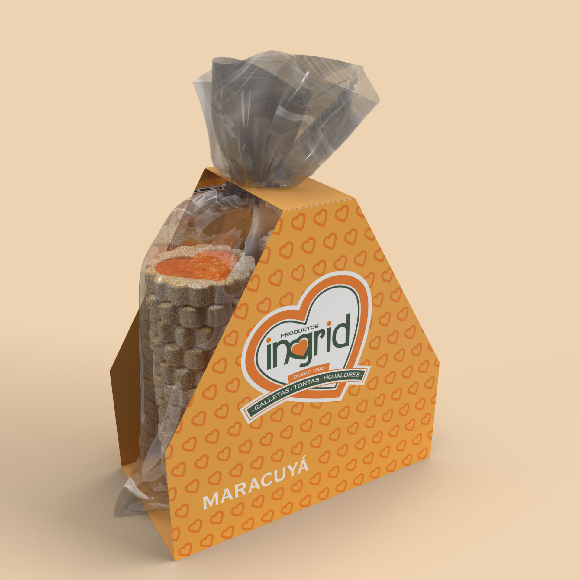 Bolsa galletas y plegadizo en cartón Productos Ingrid Opcion 2