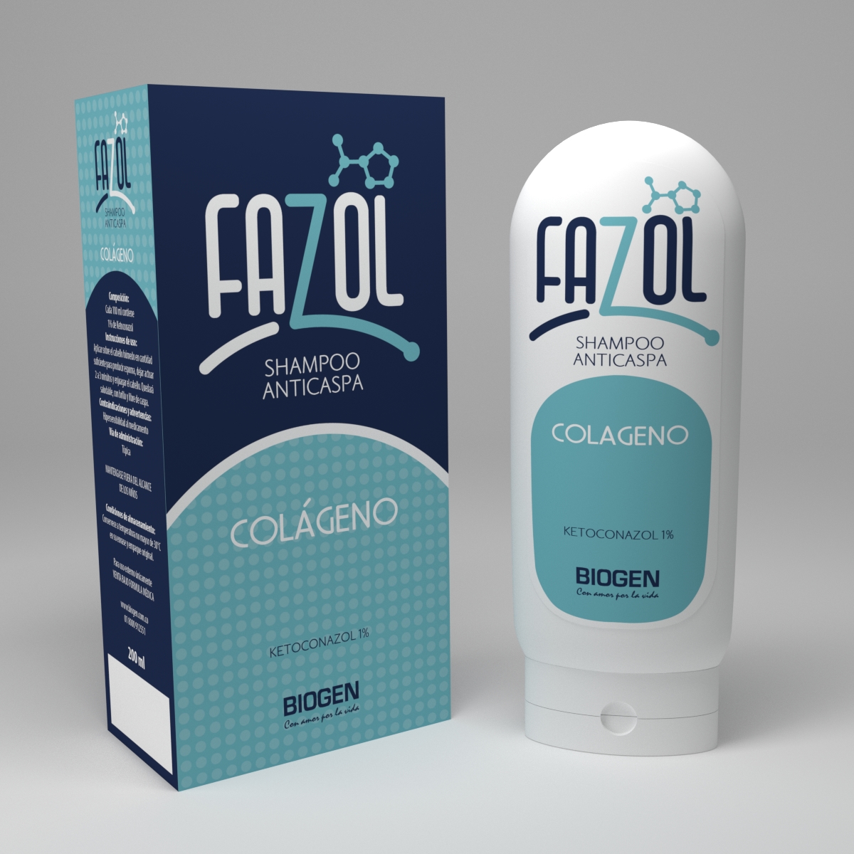 Diseño Caja y Etiqueta para shampoo anticaspa Fazol